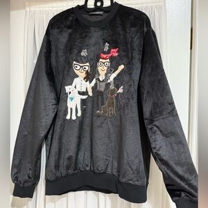 Black Crewneck Sweater with Graphic Design